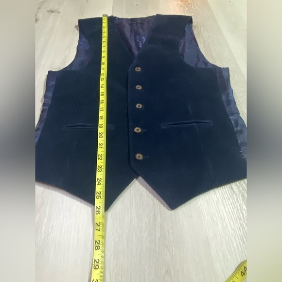 Viyella Navy Corduroy 5Button Adjustable Back Waistcoat Vest, Size 36R - Picture 10 of 11